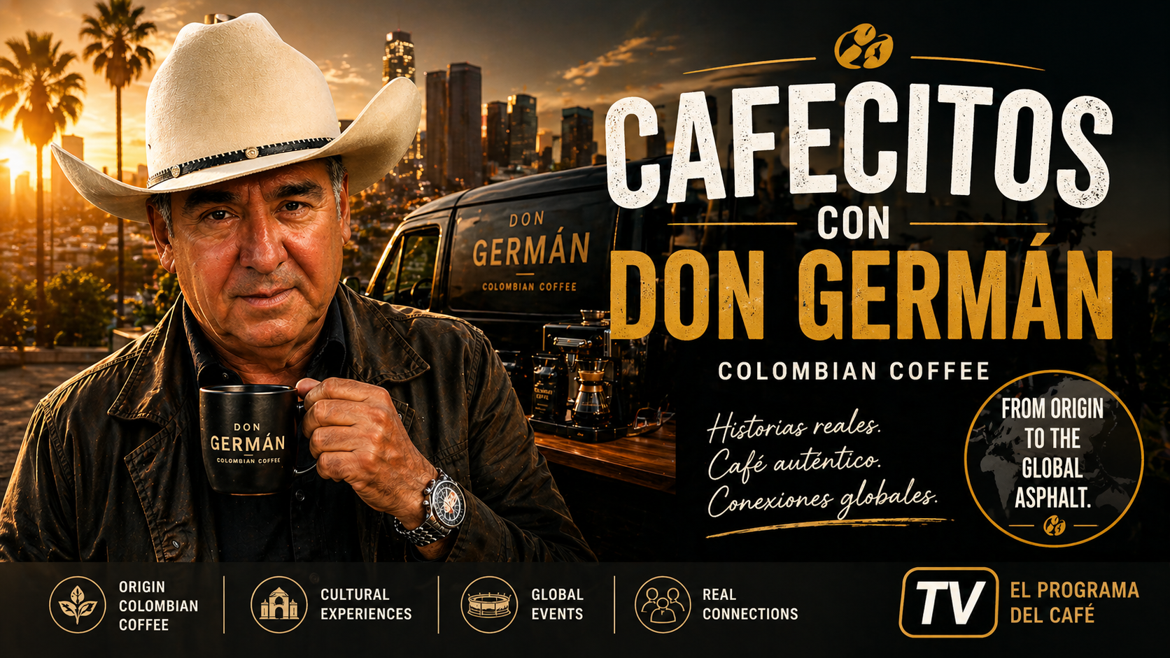 Don Germán welcoming Colombian coffee contact and media partnership inquiries